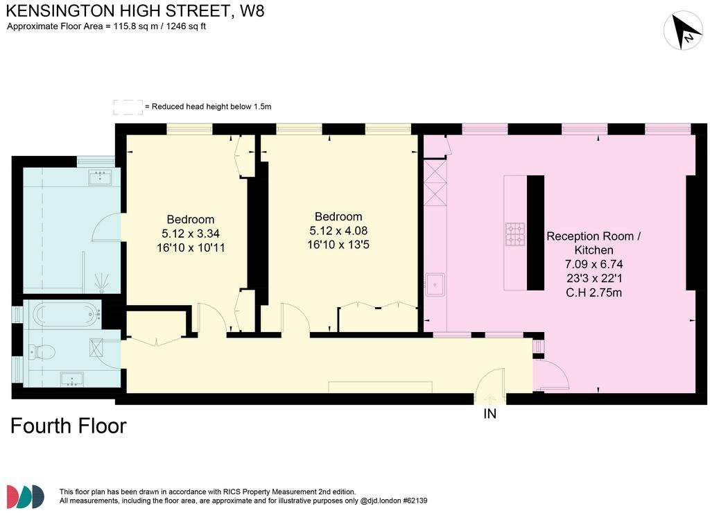 2 bedroom flat to rent - floorplan