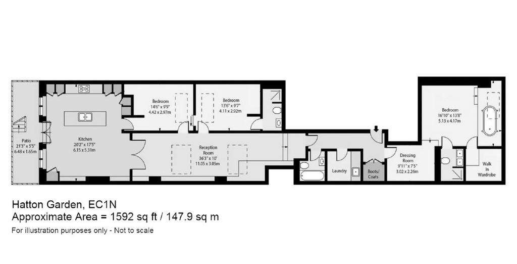 3 bedroom flat for sale - floorplan