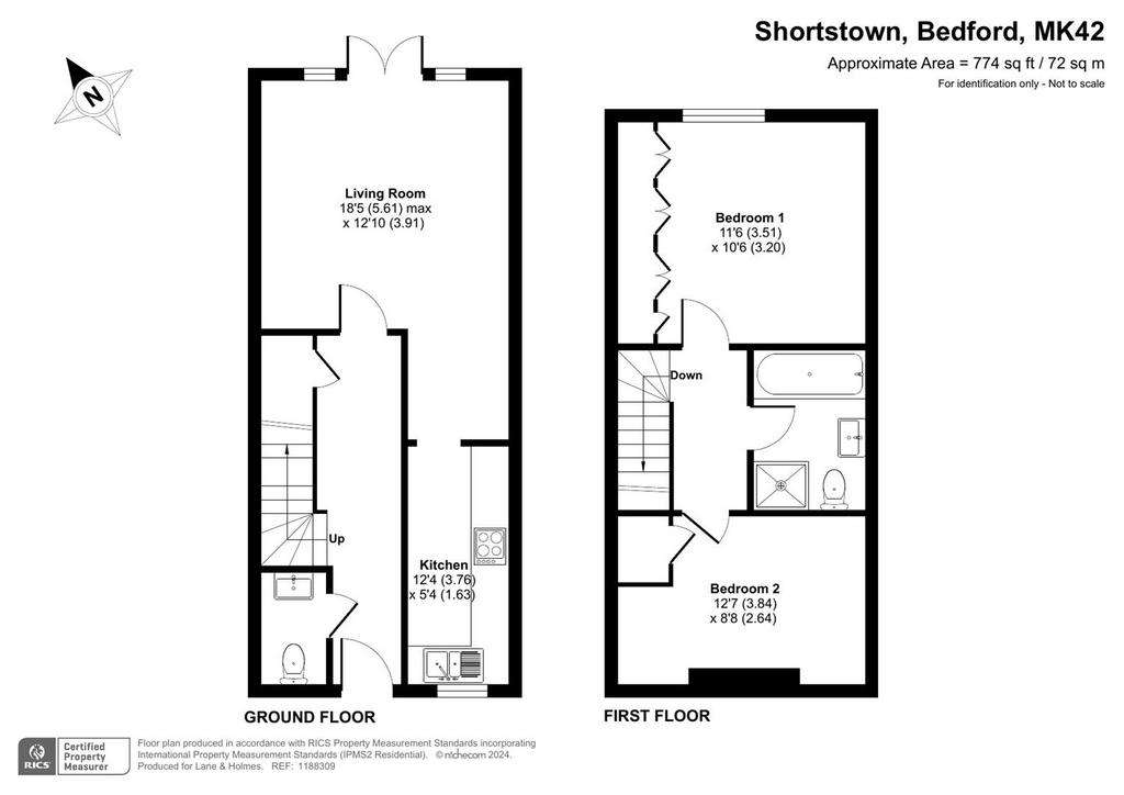 2 bedroom end of terrace house for sale - floorplan