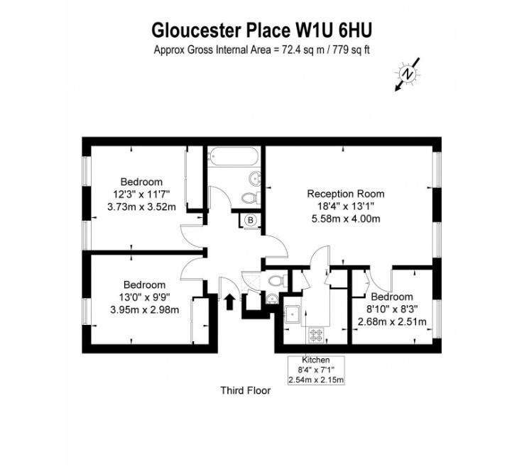 3 bedroom flat to rent - floorplan