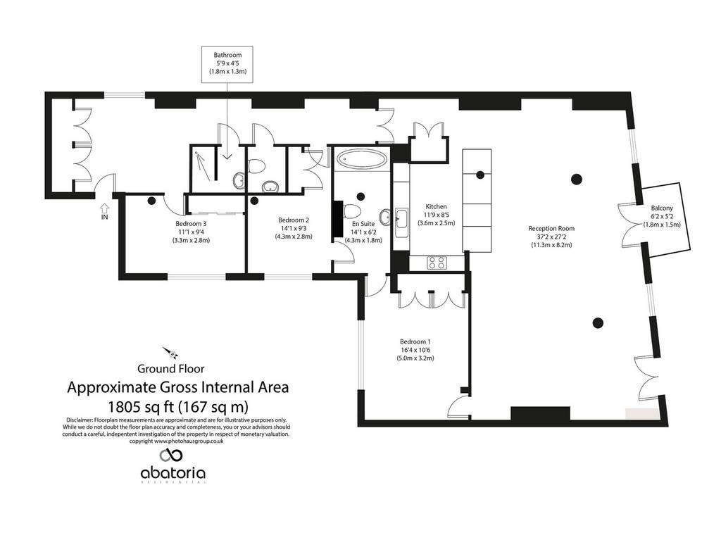 3 bedroom flat to rent - floorplan