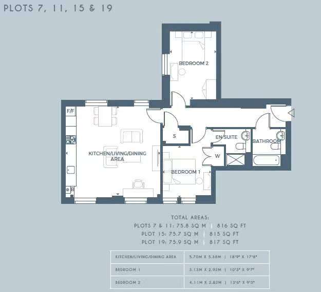 2 bedroom flat to rent - floorplan