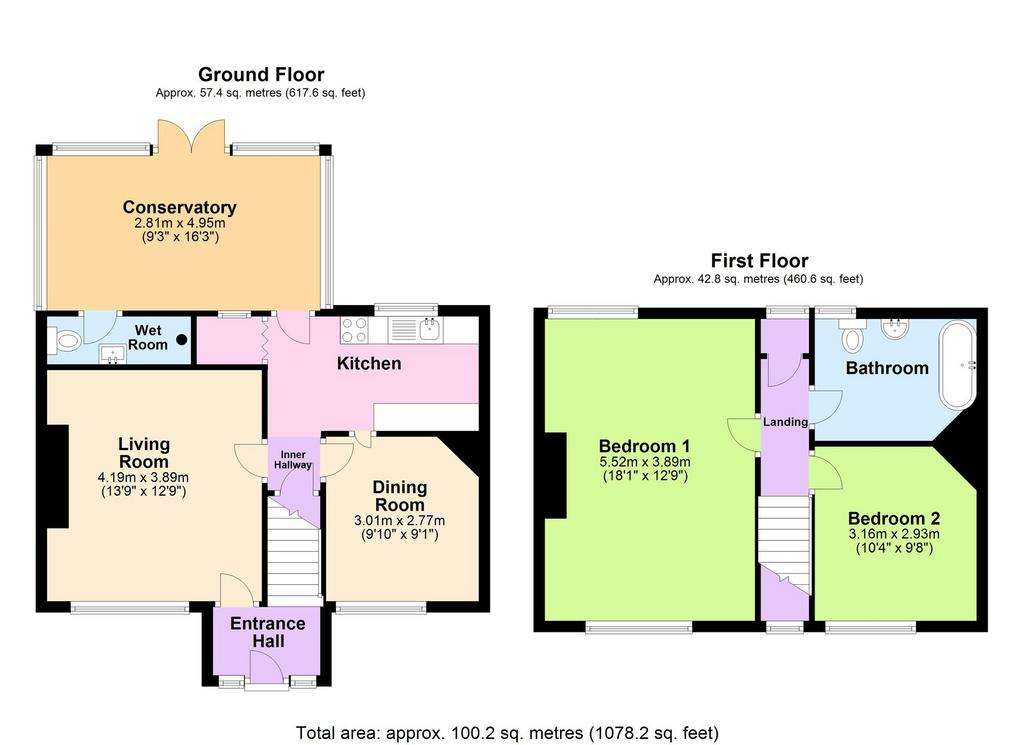 2 bedroom end of terrace house for sale - floorplan