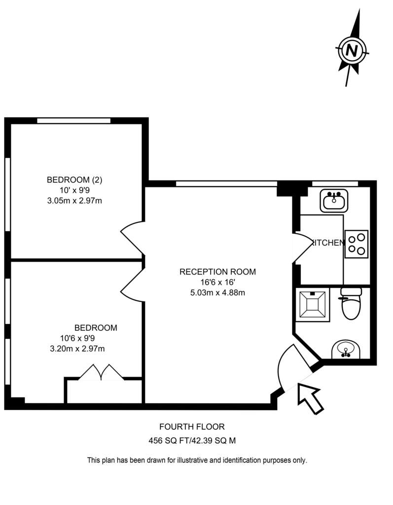 2 bedroom flat to rent - floorplan