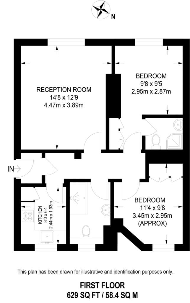 2 bedroom flat to rent - floorplan