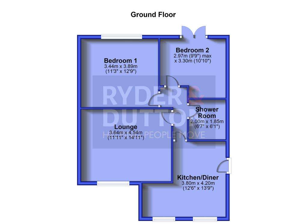 2 bedroom semi-detached bungalow for sale - floorplan