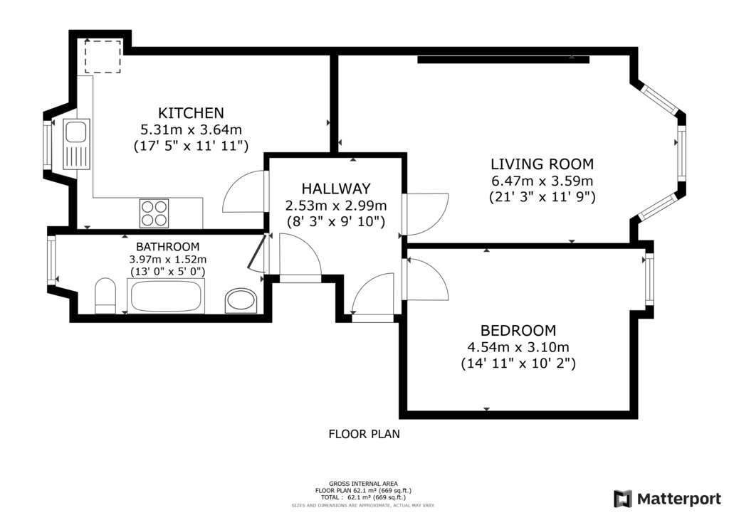 1 bedroom flat for sale - floorplan