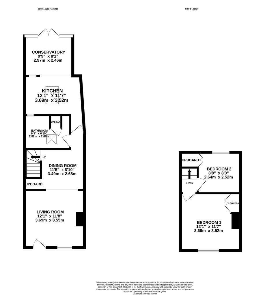 2 bedroom end of terrace house for sale - floorplan