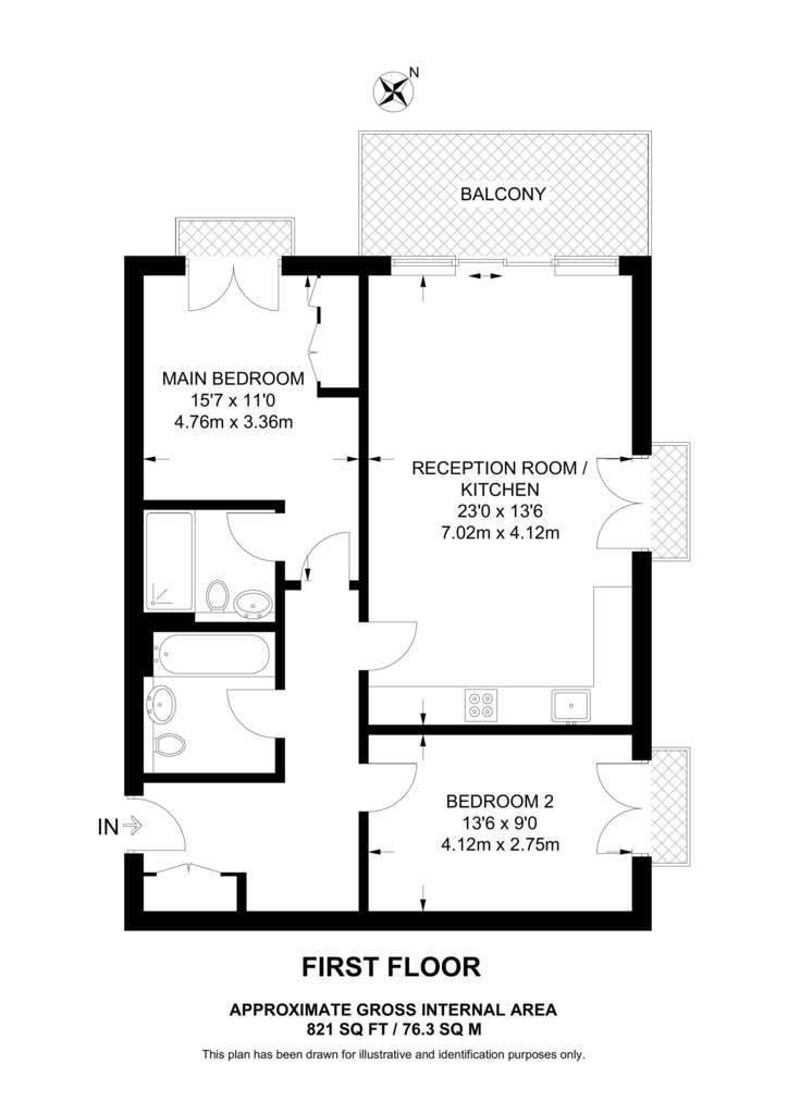 2 bedroom flat to rent - floorplan