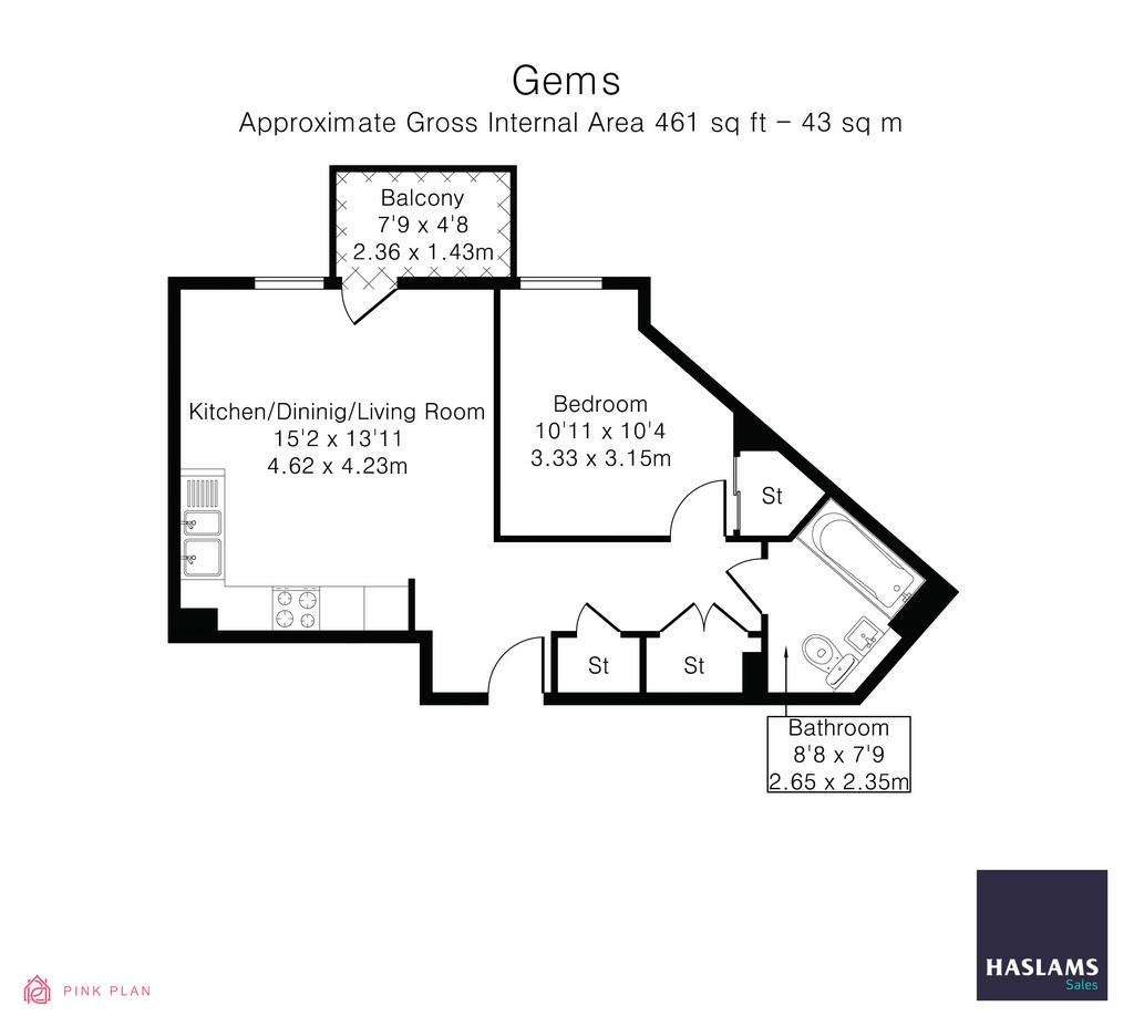 1 bedroom flat to rent - floorplan