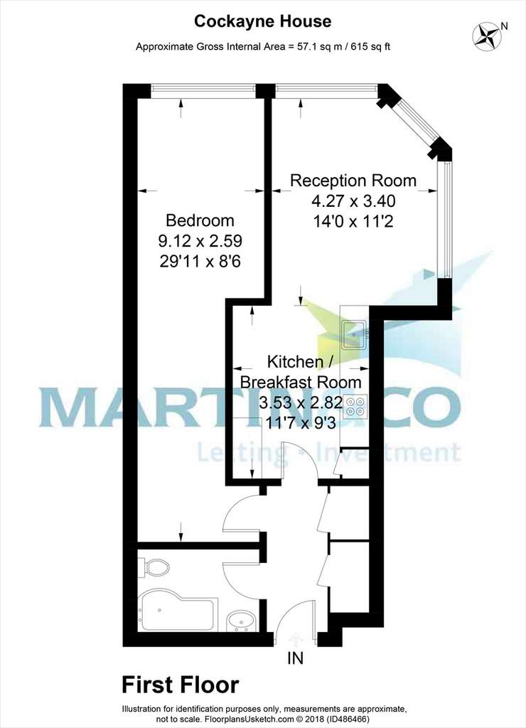 1 bedroom flat to rent - floorplan