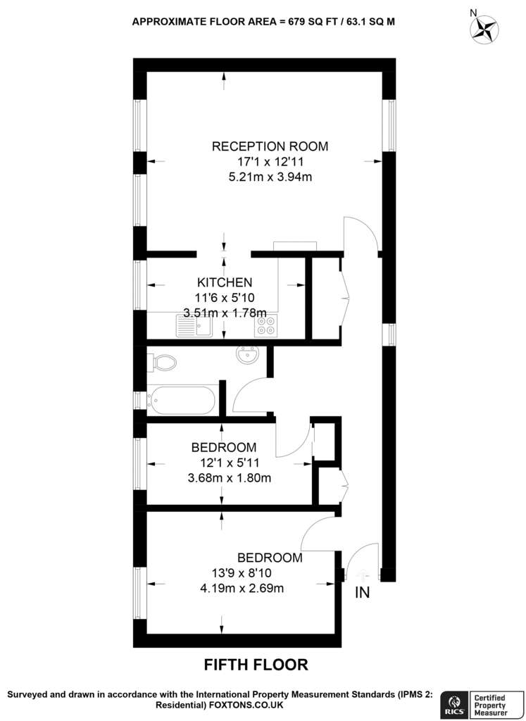 2 bedroom flat to rent - floorplan