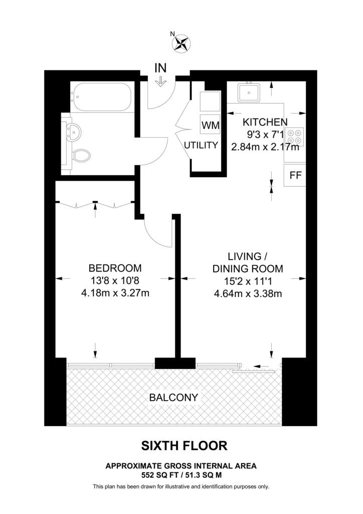 1 bedroom flat for sale - floorplan