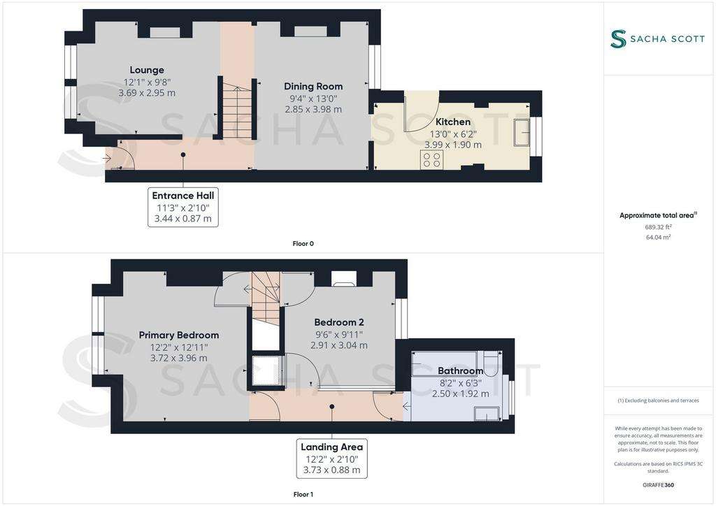 2 bedroom terraced house to rent - floorplan