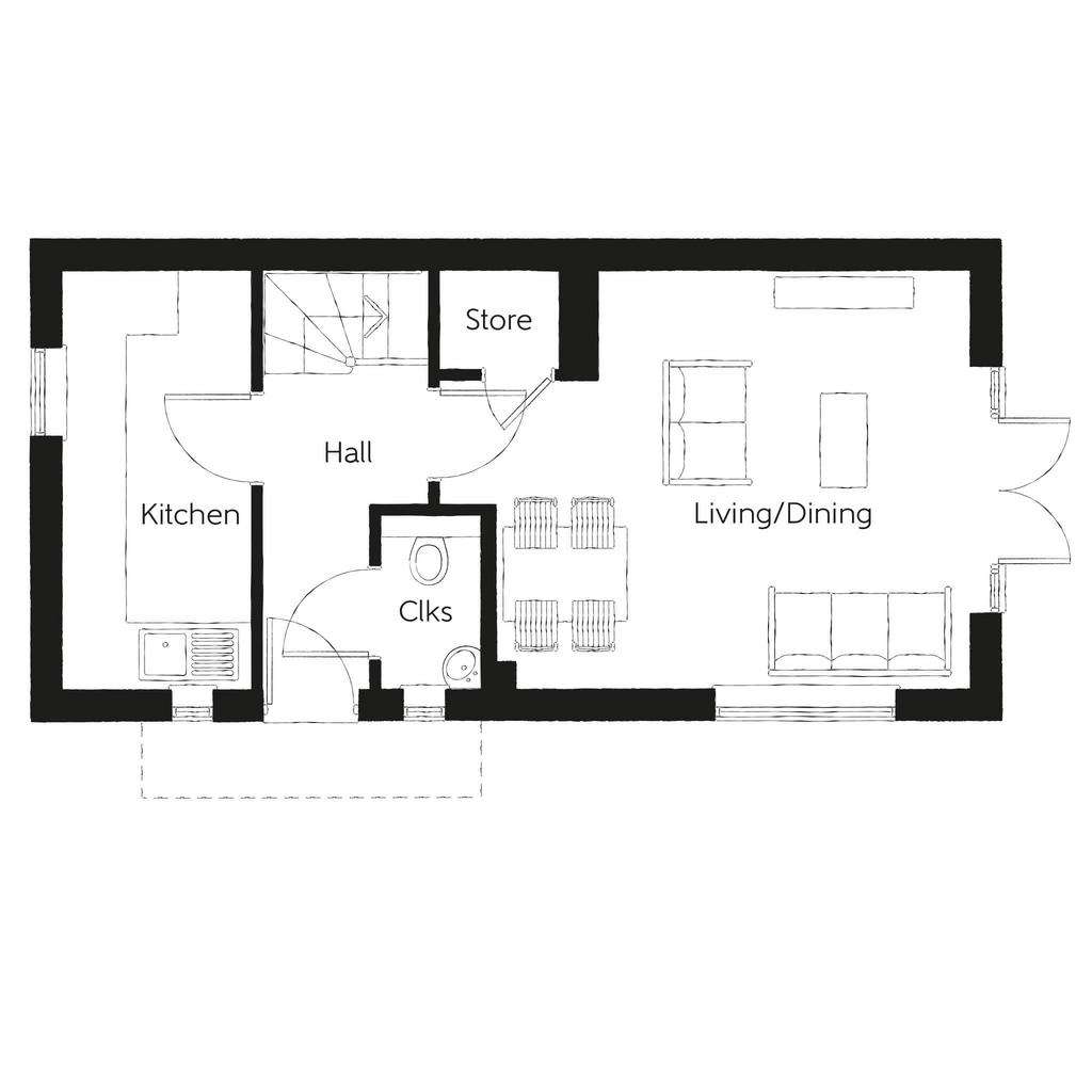 2 bedroom semi-detached house for sale - floorplan