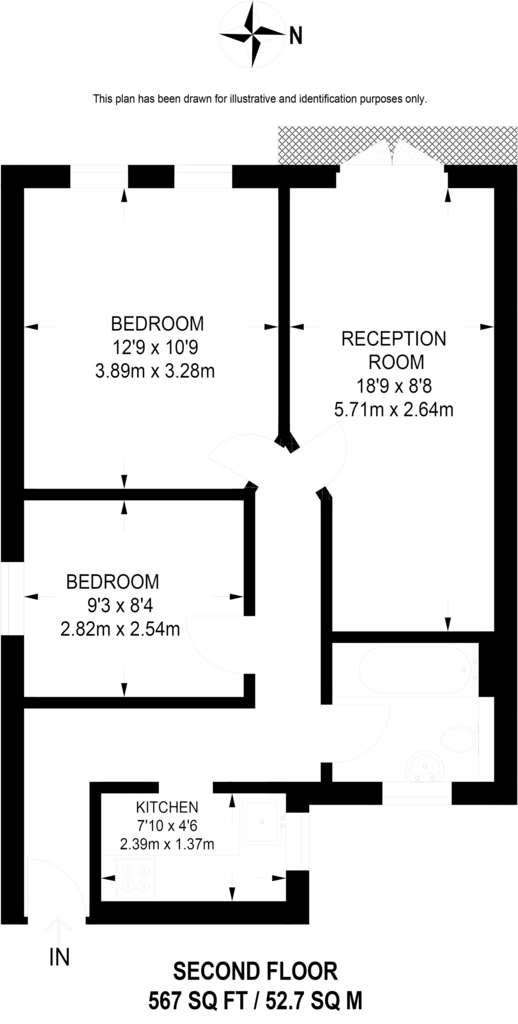 2 bedroom flat to rent - floorplan