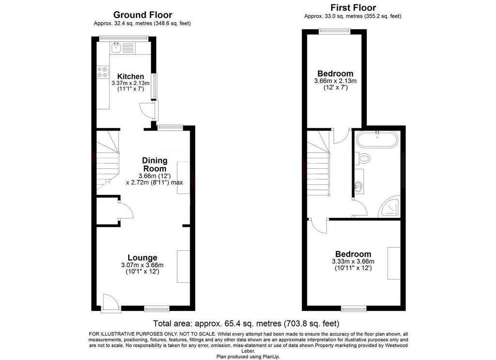 2 bedroom end of terrace house for sale - floorplan