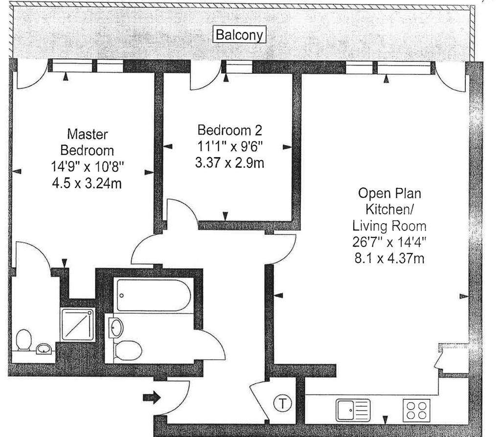 2 bedroom flat to rent - floorplan