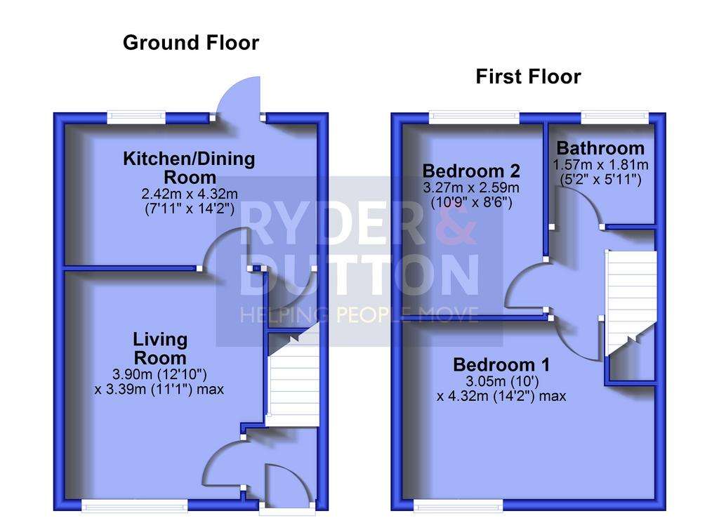 2 bedroom town house for sale - floorplan