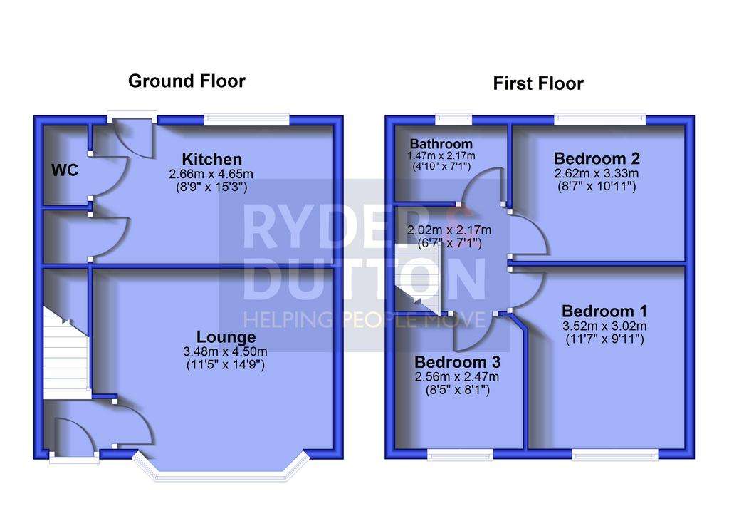 3 bedroom semi-detached house for sale - floorplan