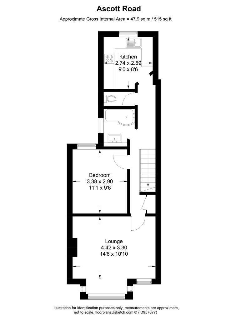 1 bedroom flat to rent - floorplan