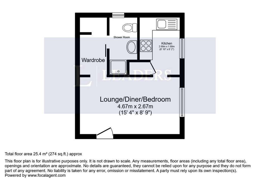 Studio flat to rent - floorplan