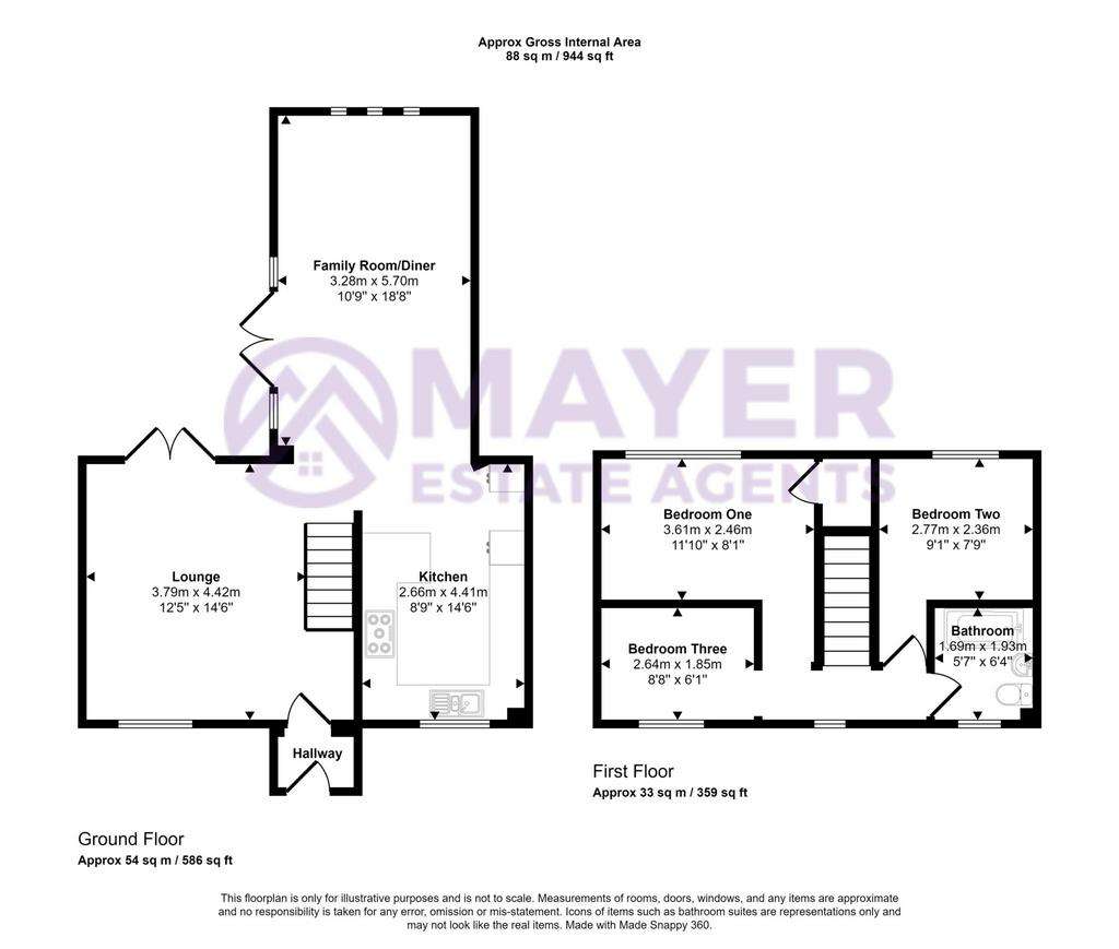 3 bedroom end of terrace house for sale - floorplan