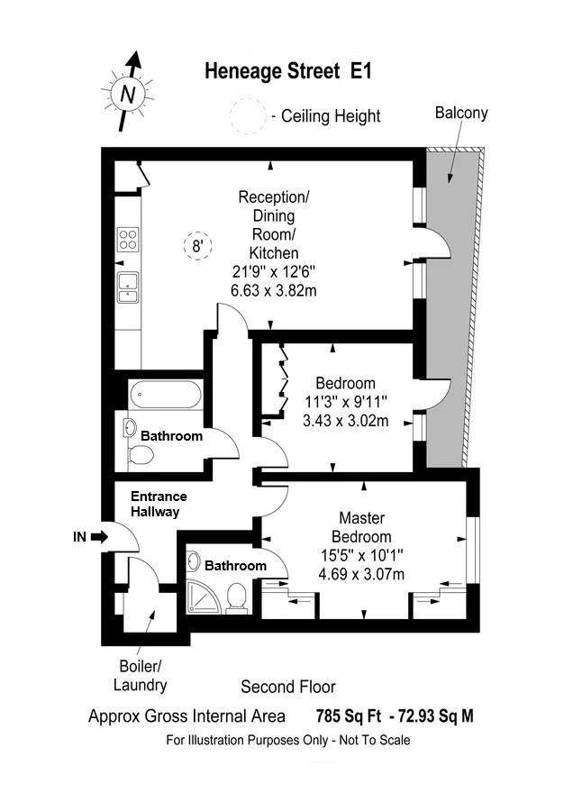 2 bedroom flat to rent - floorplan