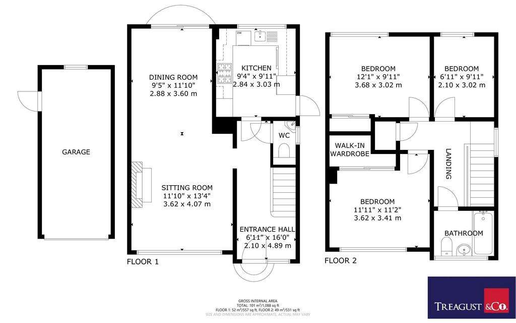 3 bedroom semi-detached house for sale - floorplan