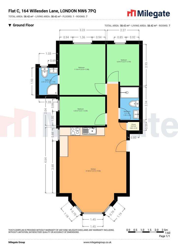 3 bedroom flat to rent - floorplan