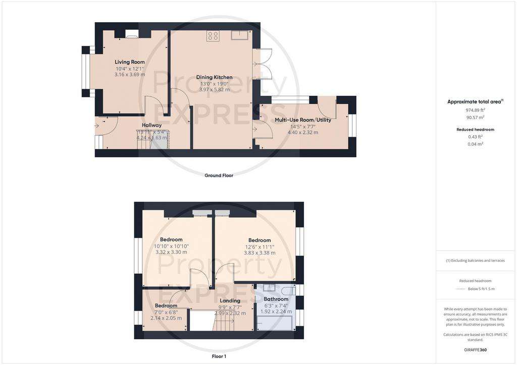 3 bedroom terraced house for sale - floorplan