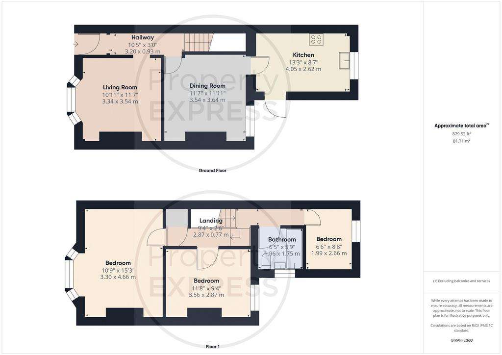 3 bedroom terraced house for sale - floorplan