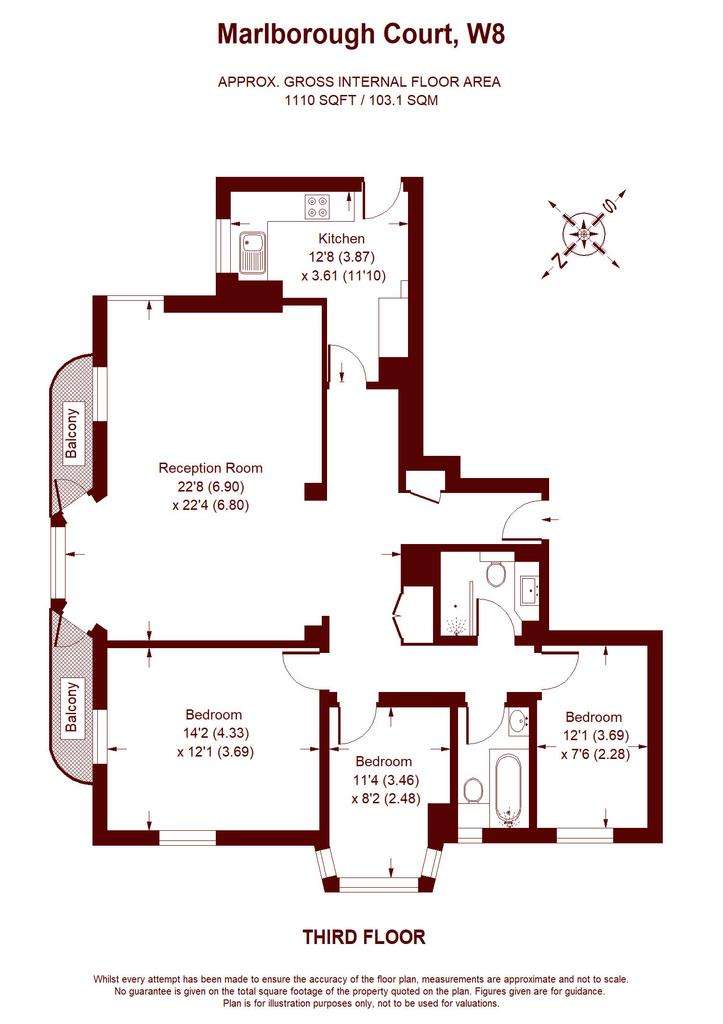 3 bedroom flat to rent - floorplan