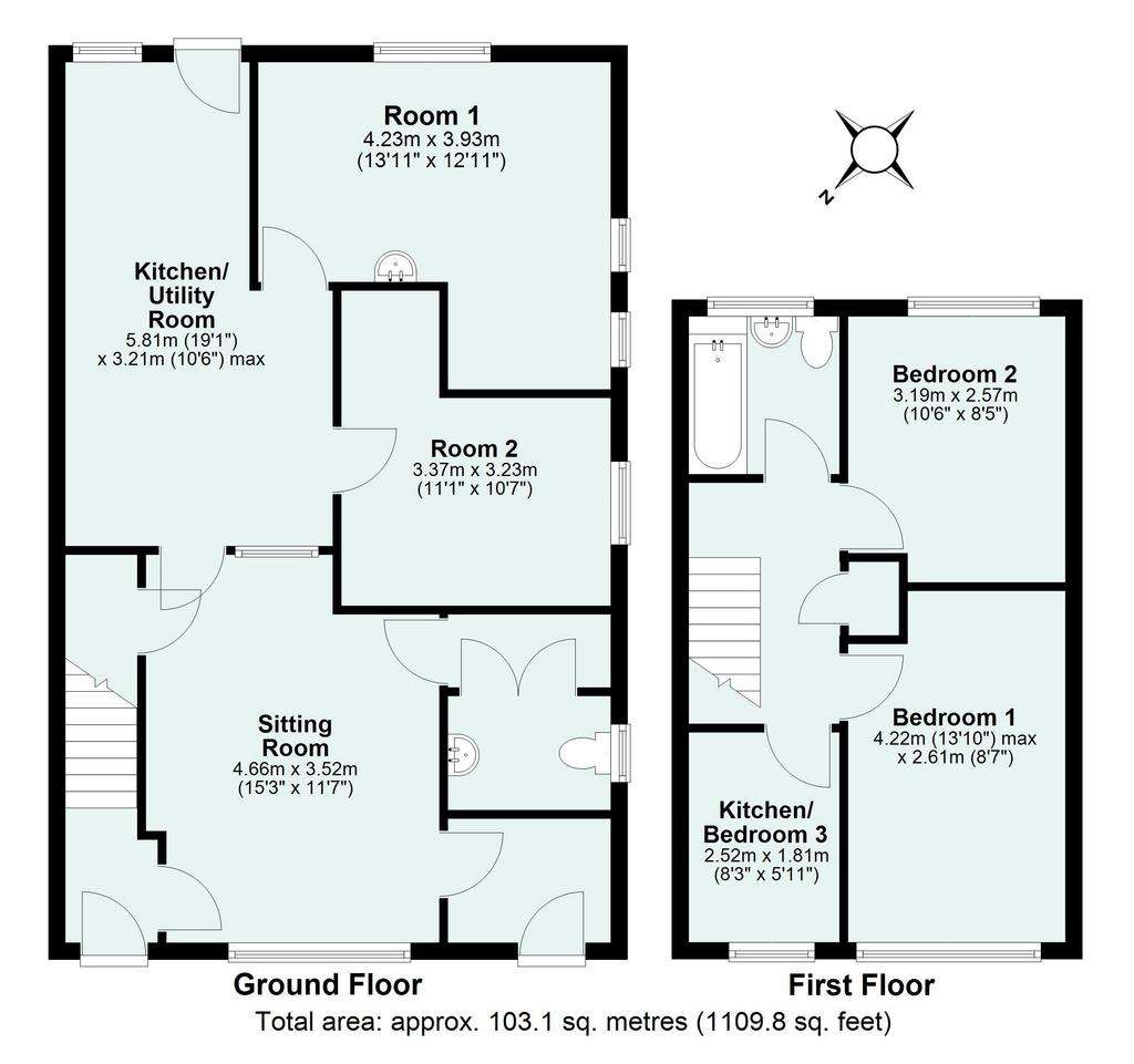 3 bedroom terraced house for sale - floorplan