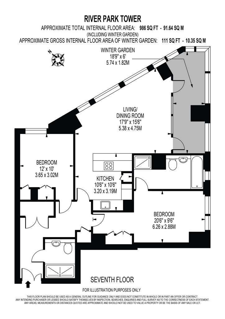 2 bedroom flat to rent - floorplan