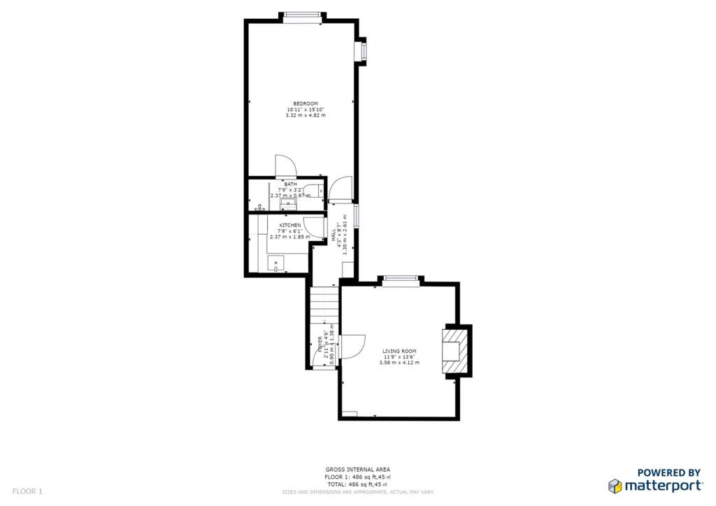 1 bedroom flat to rent - floorplan