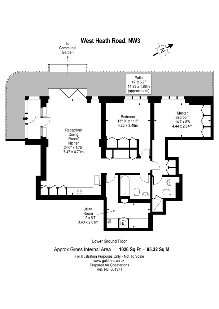 2 bedroom flat to rent - floorplan