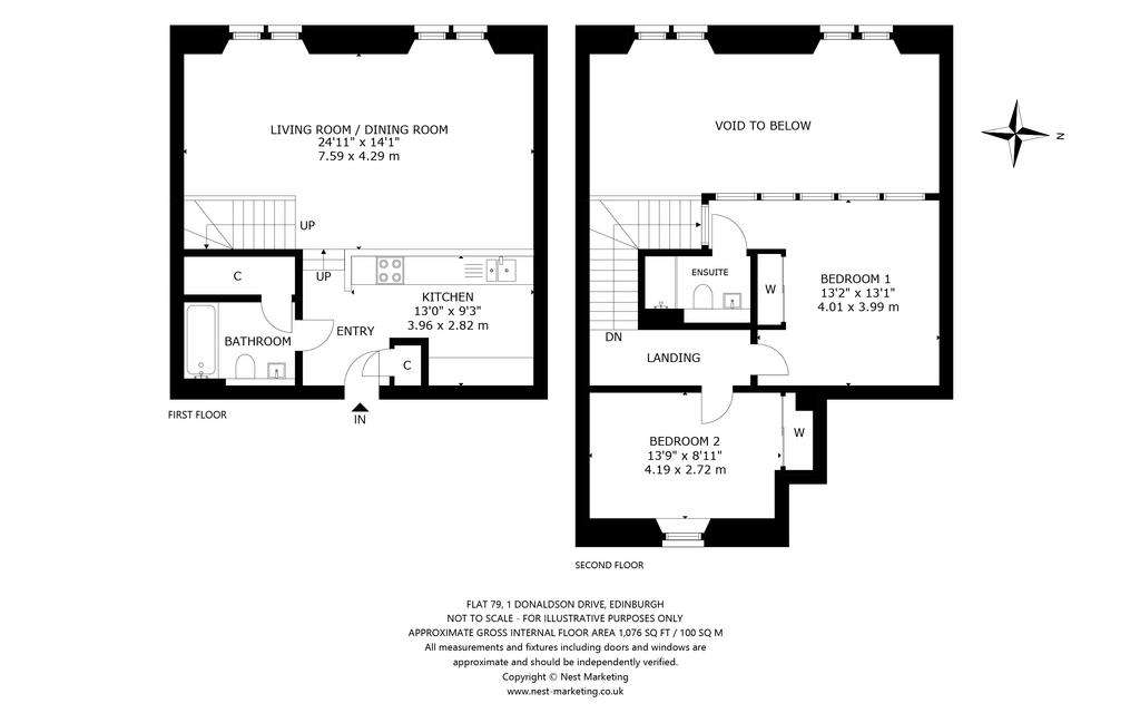 2 bedroom flat to rent - floorplan