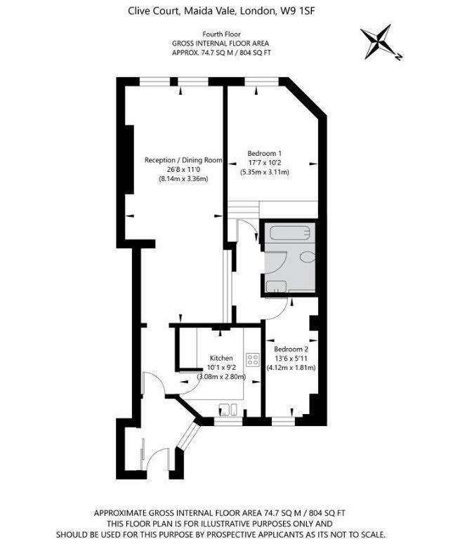 2 bedroom flat to rent - floorplan