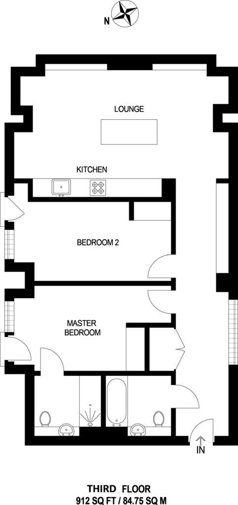 2 bedroom flat to rent - floorplan