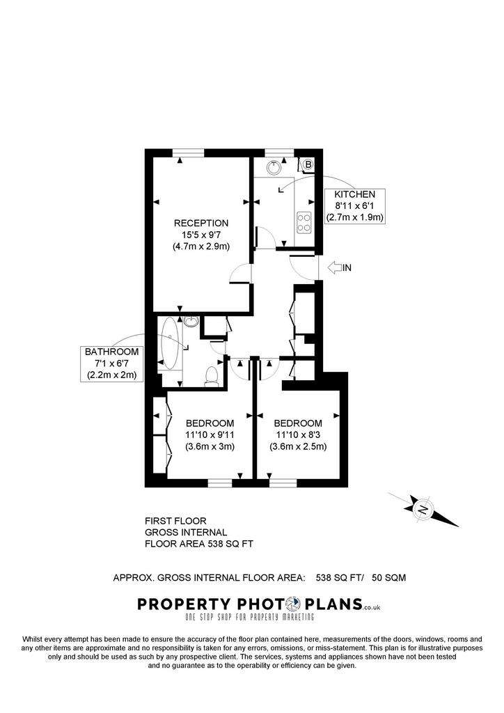 2 bedroom flat to rent - floorplan