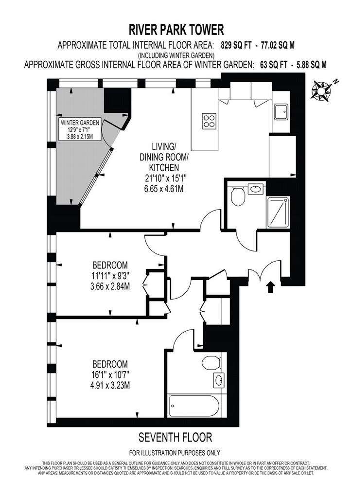 2 bedroom flat to rent - floorplan