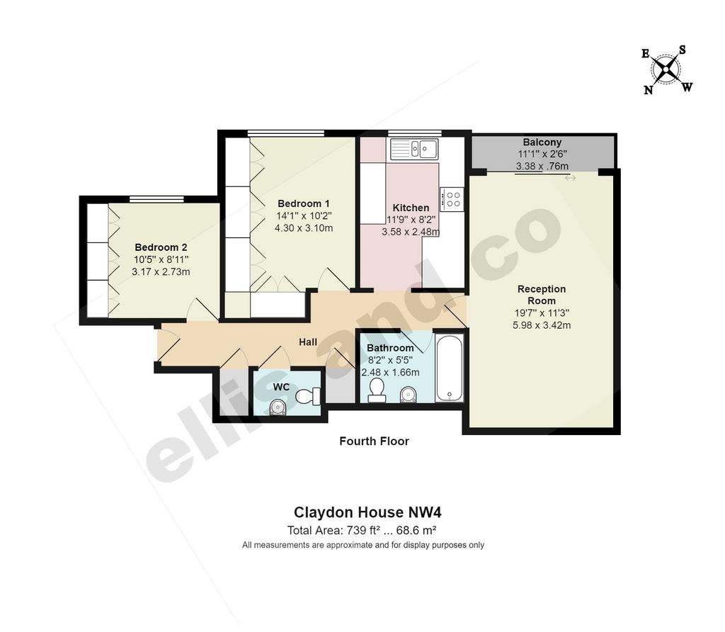 2 bedroom flat to rent - floorplan