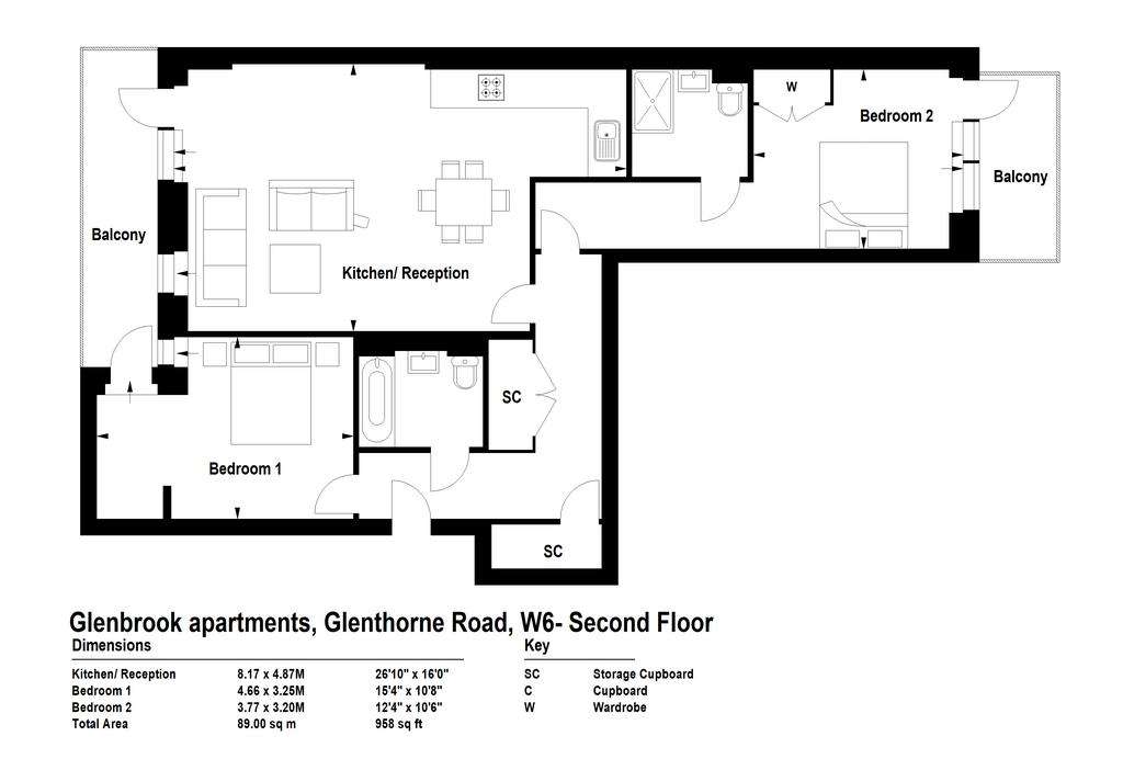 2 bedroom flat for sale - floorplan