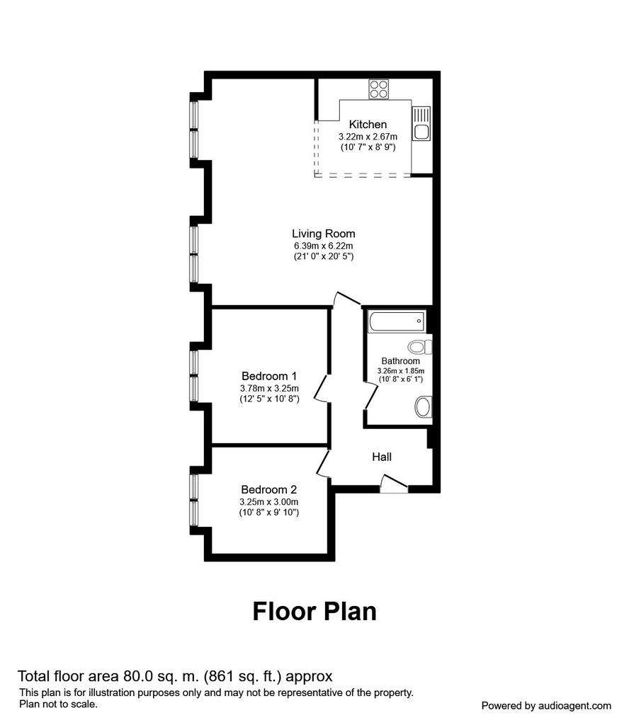 2 bedroom flat to rent - floorplan