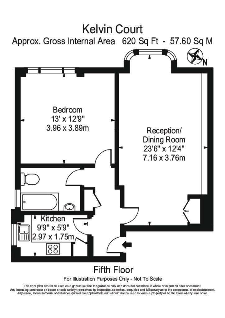 1 bedroom flat to rent - floorplan