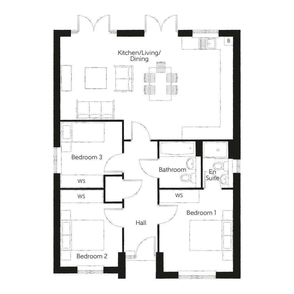 3 bedroom bungalow for sale - floorplan