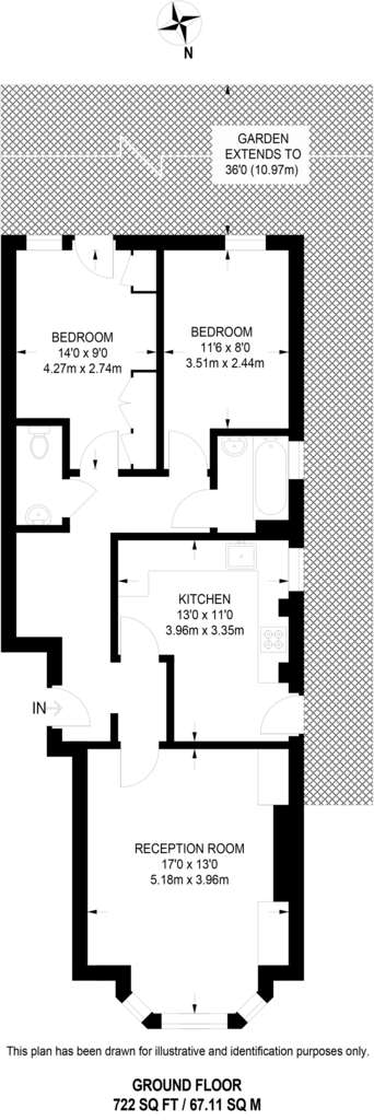 2 bedroom flat to rent - floorplan