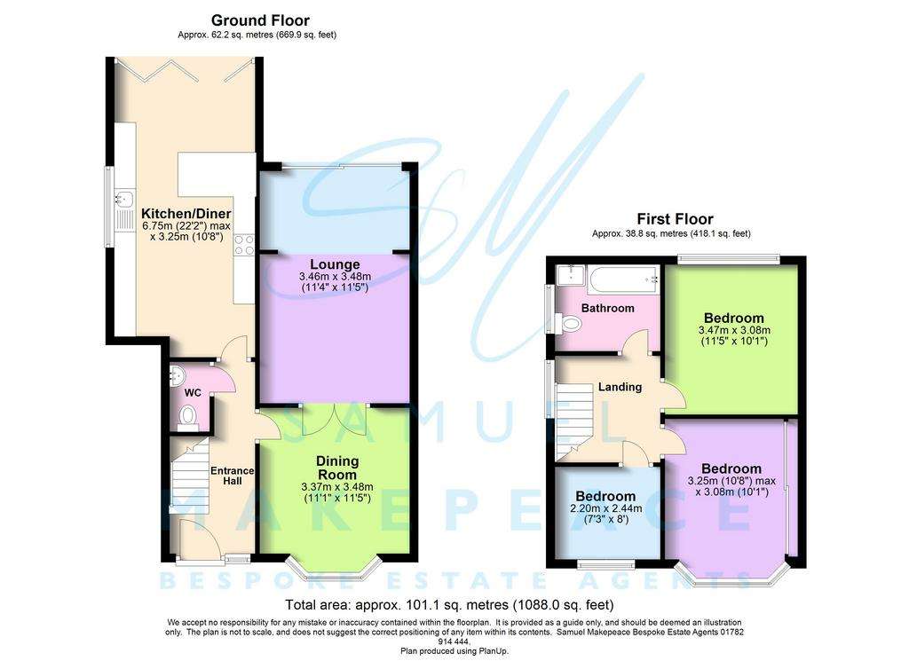 3 bedroom semi-detached house for sale - floorplan