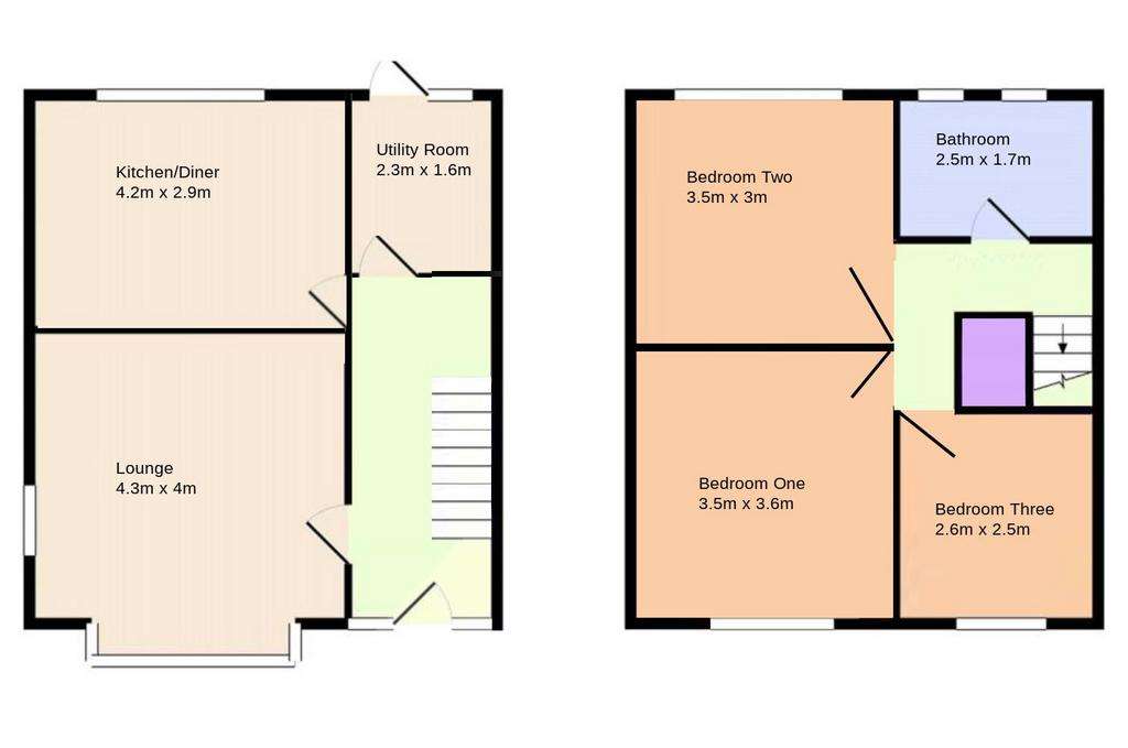 3 bedroom semi-detached house for sale - floorplan